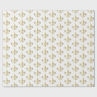 Papier Cadeau Métallo ciseléOr Heraldique Fleur de lis Paris