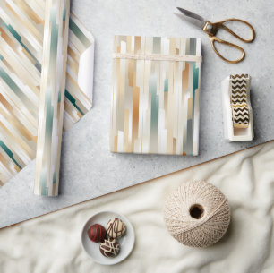 Papier Cadeau Métallurgique, Argent et Rose Gold Stripes Design