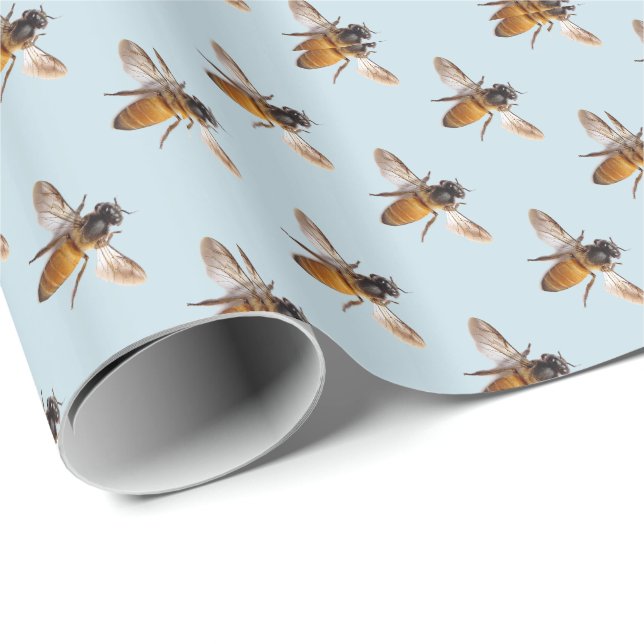 Papier Cadeau Mete Bee abeille bourdon motif (Coin rond)