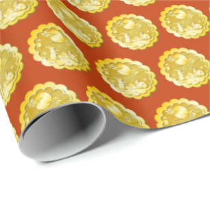 Papier Cadeau Mi-automne Festival Gold Mooncake Moon Rabbit