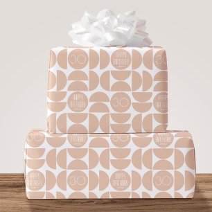 Papier Cadeau Mi-siècle moderne Anniversaire Rétro 30e Rose