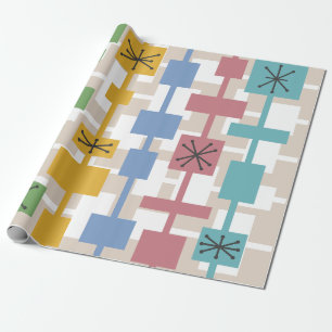 Papier Cadeau Mi-siècle moderne géométrique Multicolore 1