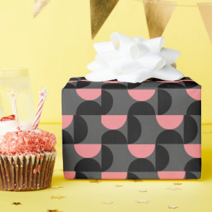 Papier Cadeau Mi-siècle moderne rose noir et gris
