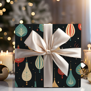 Papier Cadeau Mi-siècle Vintage Noël Ornements de Noël