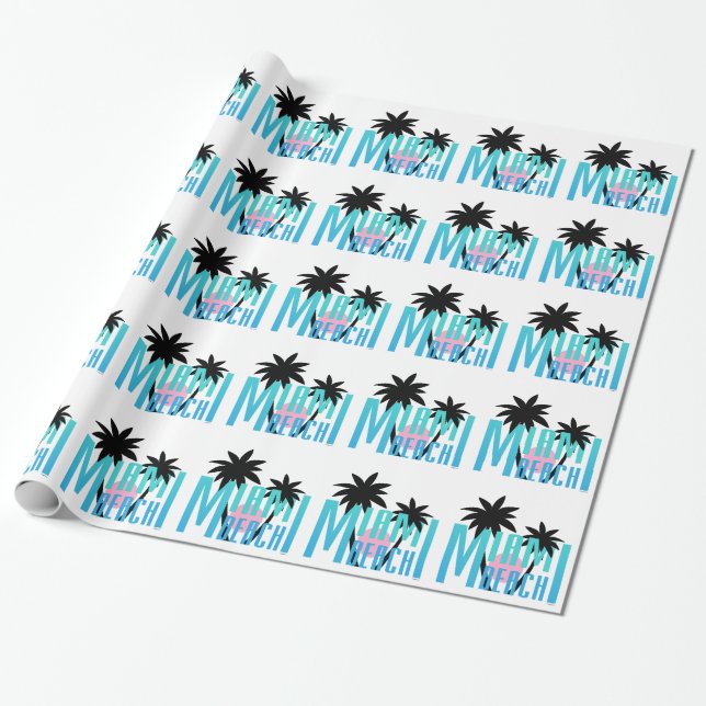 Papier Cadeau Miami-Beach-Floride-Typographie (Déroulé)