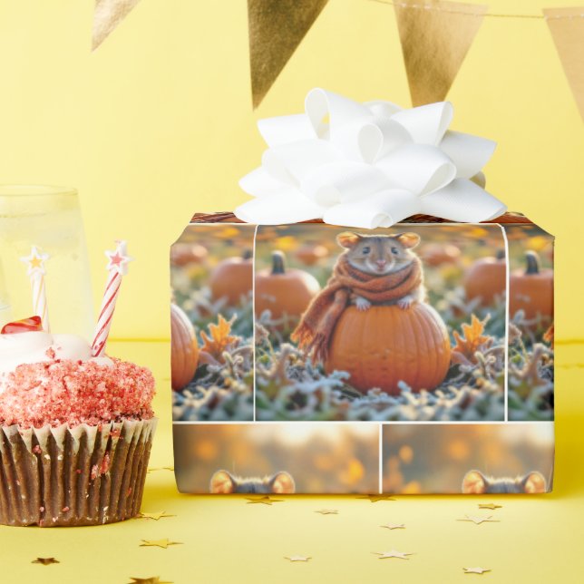 Papier Cadeau Mice Sur Les Citrouilles D'Automne (Fête d'anniversaire)
