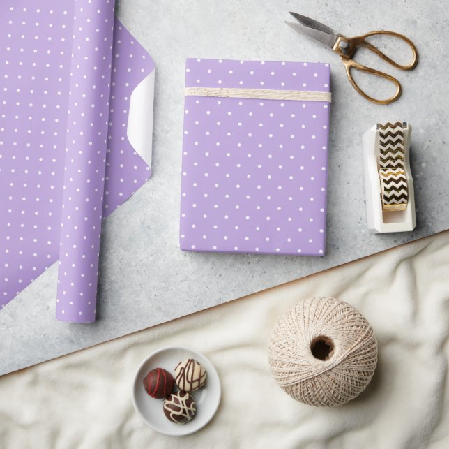 Papier Cadeau Micro pois blanc - Lavande tendre (Artisanat)