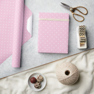 Papier Cadeau Micro pois blanc - Rose clair