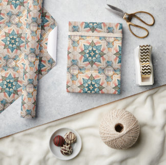 Papier Cadeau Mid Century Modern Atomic Starburst Pattern