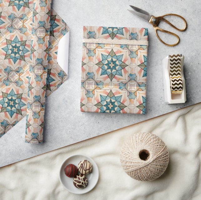 Papier Cadeau Mid Century Modern Atomic Starburst Pattern (Artisanat)