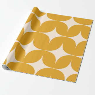 Papier Cadeau Mid Century Modern Beige Starbursts on Orange