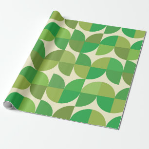 Papier Cadeau Mid Century Moderne demi cercles vert motif