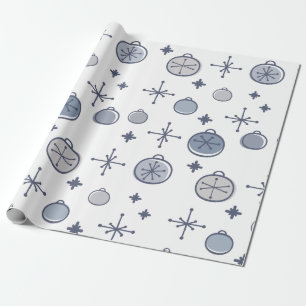 Papier Cadeau Mid Century Moderne Rétro Art de Noël Argent