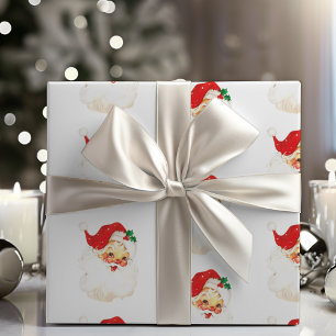 Papier Cadeau Mid Century Vintage Jolly Santa Claus