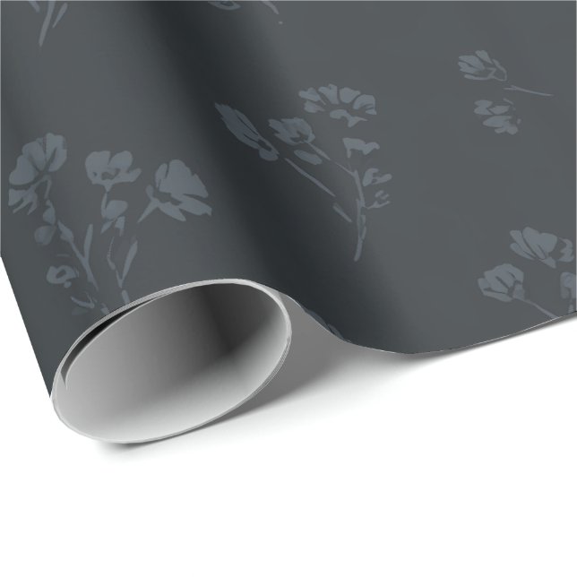 Papier Cadeau Midnight Wildflower Wrapping Paper (Coin rond)