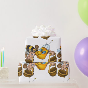 Papier Cadeau Miel abeille avec paniers Amusants Animation Bee