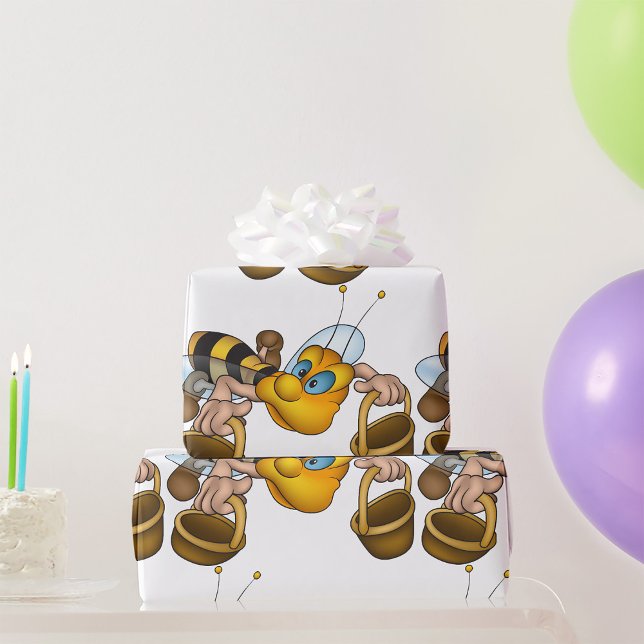Papier Cadeau Miel abeille avec paniers Amusants Animation Bee (Créateur téléchargé)