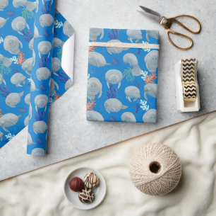 Papier Cadeau Mignées Manates Avec Motif Bulles