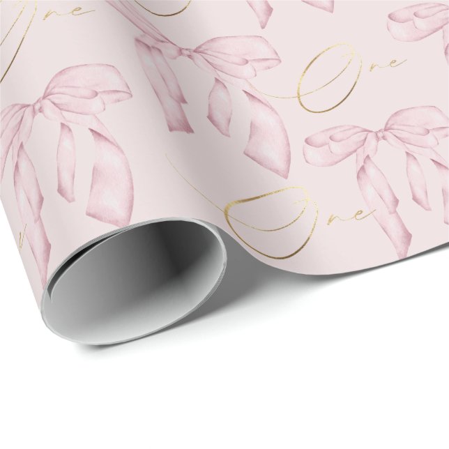 Papier Cadeau Mignon Arc Rose Un (Coin rond)