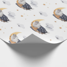 Mignon Blaireau Endormi sur la Lune Enfants Blanc