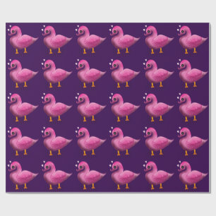 Papier Cadeau Mignon Canard Rose Kawaii & Art pour Nurserie à Cœ