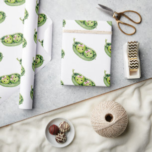 Papier Cadeau Mignon Deux Petits Pois Dans Une Cosse Fille Rose 