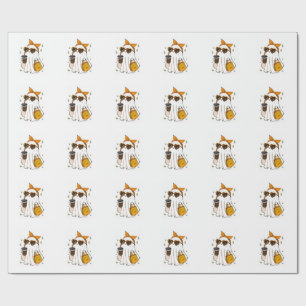 Papier Cadeau Mignon Fantôme de la Saison Effrayante avec Café G