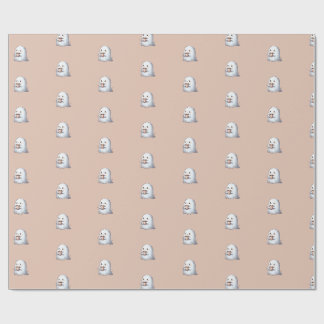 Papier Cadeau Mignon fantôme Kawaii tenant du café Aquarelle