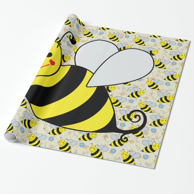 Papier Cadeau Mignon gaffez l'abeille avec le motif (Déroulé)
