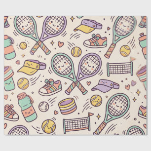 Papier Cadeau Mignon Kawaii Amateur de Tennis Pastel