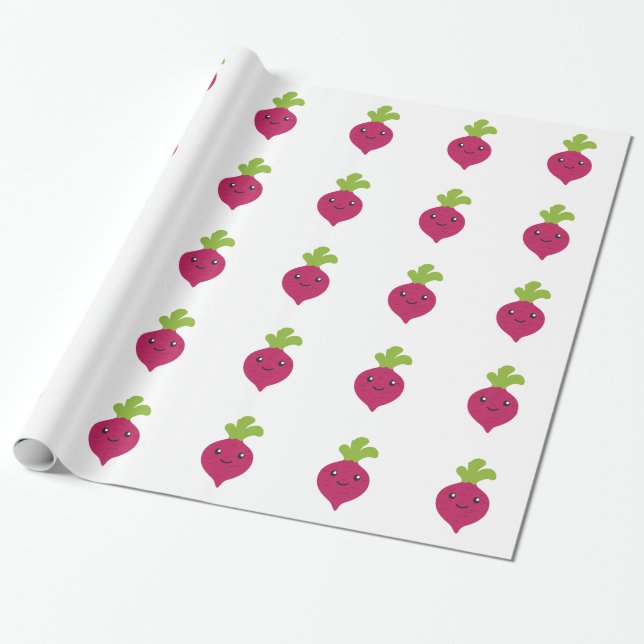 Papier Cadeau Mignon Kawaii Betterave (Déroulé)