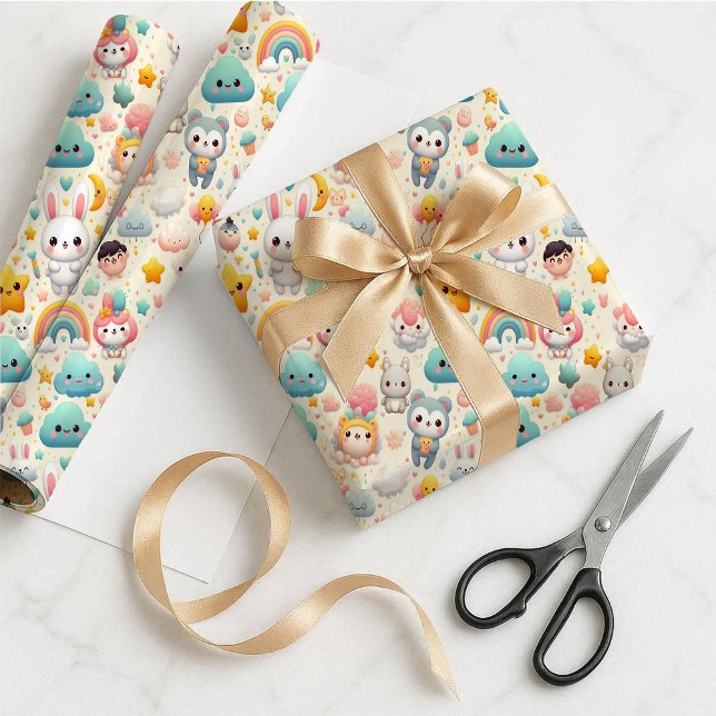 Papier Cadeau Mignon Lapin Pastel Fantaisiste (Kawaii Bunny Pastel Whimsical Gift Wrapping Paper)