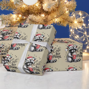 Papier Cadeau Mignon mais sauvage Noël Raton laveur Mignon Anima