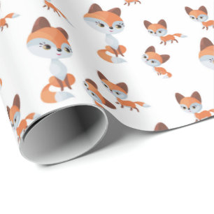 Papier Cadeau mignon maman bébé fox carrelé