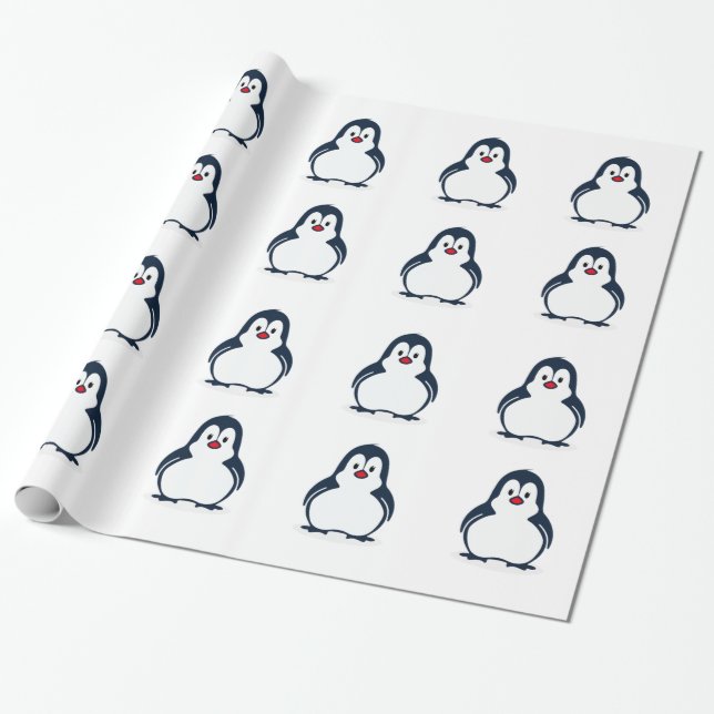 Papier Cadeau Mignon Manchot Animé (Déroulé)