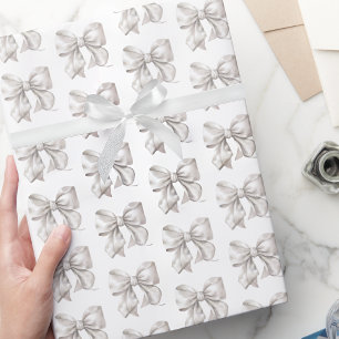 Papier Cadeau Mignon Motif Nœud Blanc Coquette