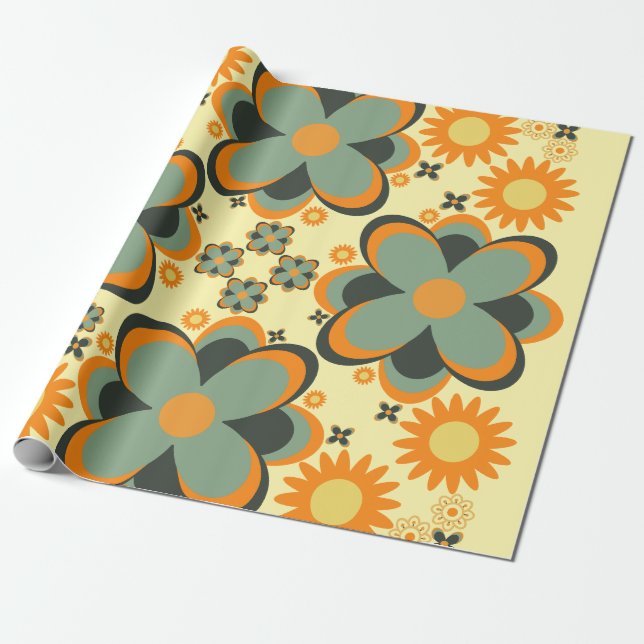 Papier Cadeau mignon motif pétale de fleur 7 (Déroulé)