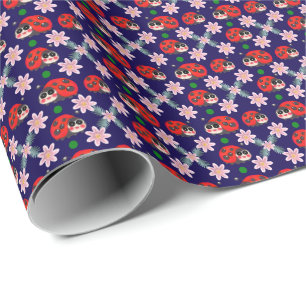 Papier Cadeau Mignon motif sans couture de coccinelle kawaii flo