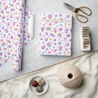 Papier Cadeau Mignon motif sans couture pastel Kawaii – Étincela