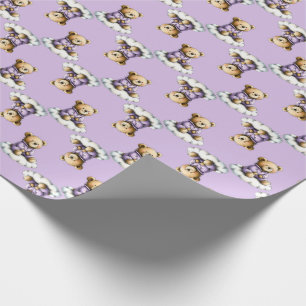Papier Cadeau Mignon ours en peluche sur un nuage en pyjama viol