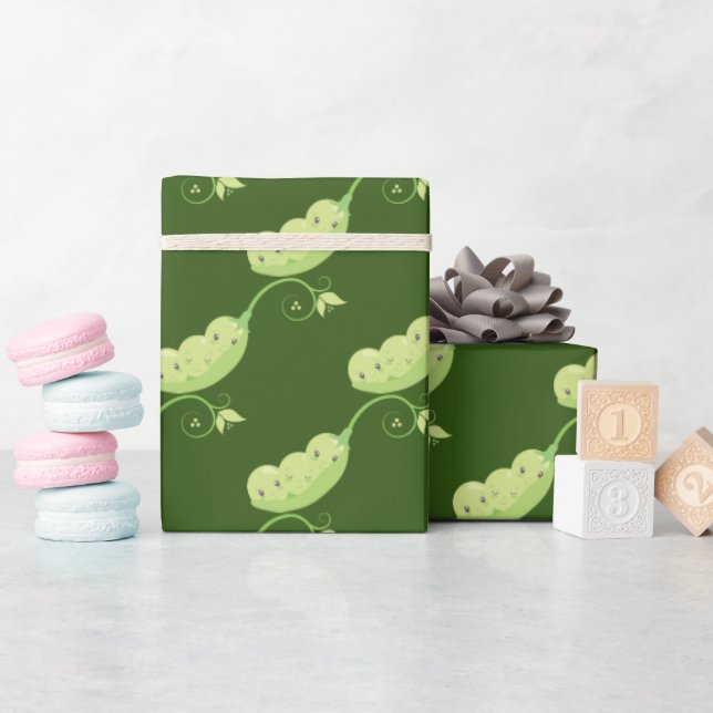 Papier Cadeau mignon trois pois (Baby Shower)