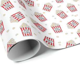 Papier Cadeau mignonette carrelée pop-corn motif amateurs de cin