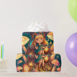 Papier Cadeau mignonette champignons cottagecore motif papier à