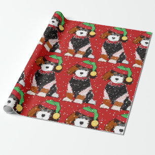 Papier Cadeau Mignonne Bernedoodle Mountain Dog Rouge