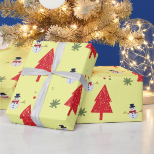 Papier Cadeau Mignonne bonhomme de neige Père Noël Xmas arbre mo