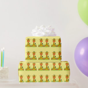 Papier Cadeau Mignonne et drôle girafe bébé pour les enfants à t