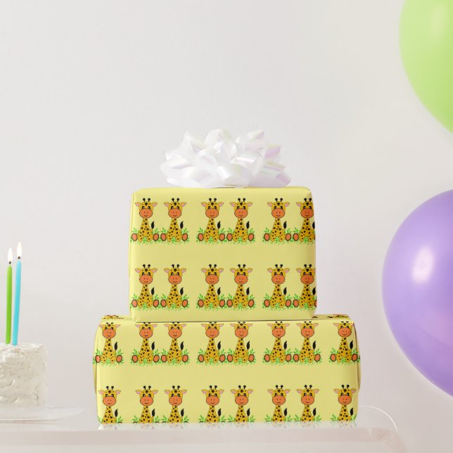 Papier Cadeau Mignonne et drôle girafe bébé pour les enfants à t (Cadeaux de fête)