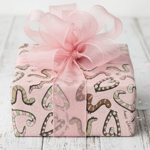 Papier Cadeau Mignonne et Whimsical Coeur rose Vêtements de vers