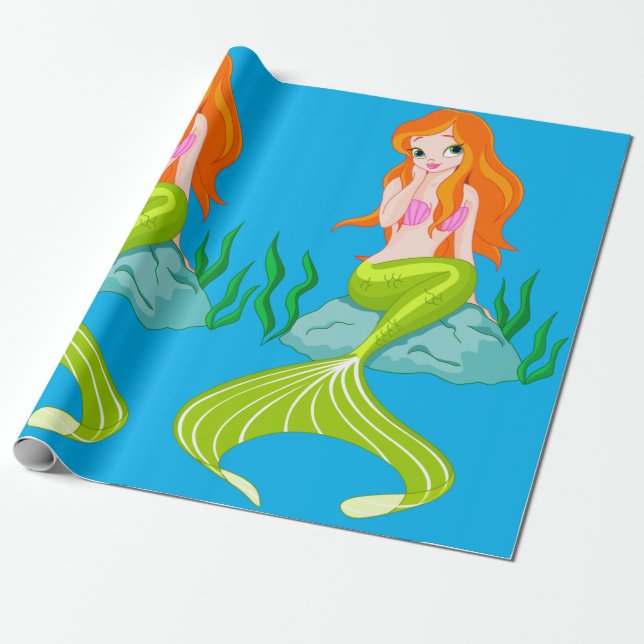 Papier Cadeau Mignonne fille sirène (Déroulé)