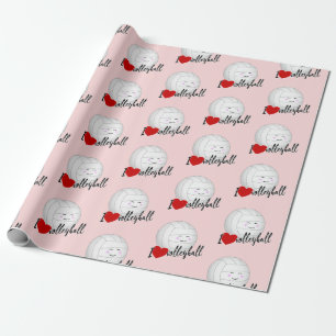 Papier Cadeau mignonne filles de sport kawaii J'aime volleyball
